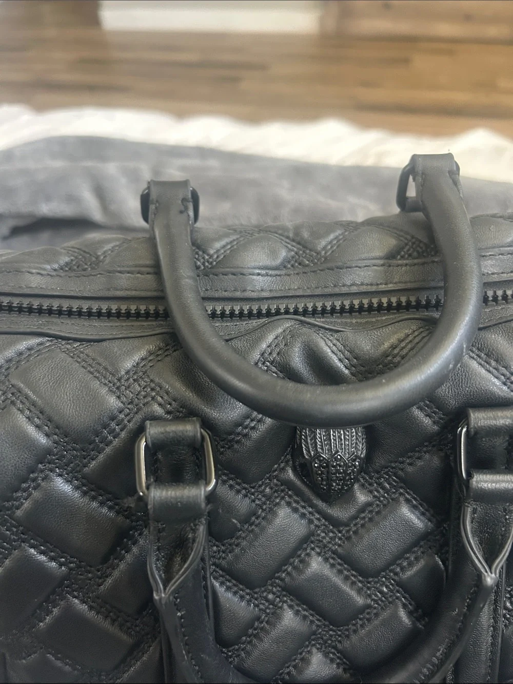 Kurt Geiger London Kensington Drench Quilted Barrel Boston Satchel Bag